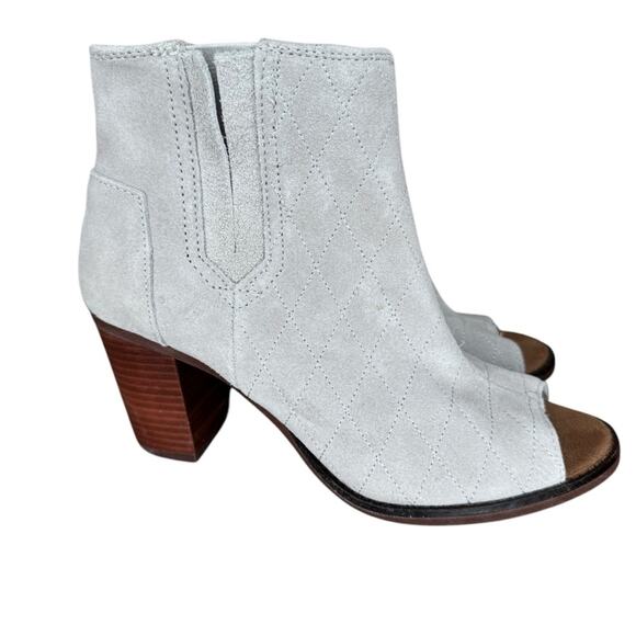 Toms Majorca Suede Leather Open Peep Toe Boots Booties 7.5 - Picture 1 of 11